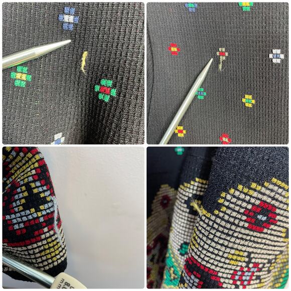 Alexander McQueen Silk Knit Intarsia Fit Flare Short Sleeve Sweater Dress S - Picture 17 of 17